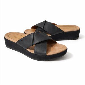Vionic Black Leather Sandals Women’s Size 11 Orthotic Comfort Slides